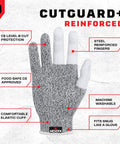 Front view of Three Finger Reinforced Cut Resistant Kitchen Gloves for Women and Men with stainless steel thread protection