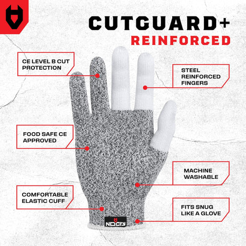 Cut Resistant Kitchen Gloves For Food Prep And DIY, Three-Finger Reinforced Design With Stainless Steel Thread, Ambidextrous Safety Gear