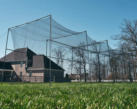 40 Ft Baseball Softball Batting Cage With Black Steel Frame And 60 Ply Net, Perfect Backyard Practice Setup In Front Of House