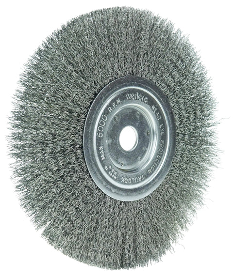 8 Inch Narrow Face Crimped Wire Wheel With.0118 Steel Fill, Three Quarter Inch Arbor, Pack Of 2, Made In USA