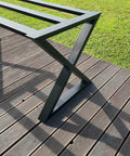 Beefy Heavy Duty Metal Table Base Built To Last With 700 Lb Capacity 28 Inch Height Industrial Table Frame X-shaped detail