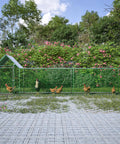 Heavy Duty Outdoor Walk In Chicken Coop Run With Waterproof Cover And Lockable Door Built To Last PVC Coated Wire Mesh in backyard