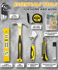 229 Piece Household Tool Set With 14 Inch Storage Bag Complete Home Repair Kit For Maintenance Includes Pliers, Wire Strippers, Level, Wrenches, Magnetic Screwdrivers, Utility Knife, Socket Set, Measuring Tape And More For Everyday Fixes showing assorted tools like hex keys, hammer, and wrench.