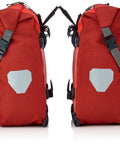 Trail Ready Rear Rack Pannier Duo Set 20 Liter Waterproof Roll Top Cordura With Reflective Trim in Signal Red and Dark Chili
