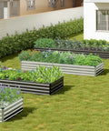 Garden with Two Piece Galvanized Raised Garden Bed Kit 7 By 3 By 1 Foot Outdoor Planter Box Metal Patio For Vegetables Herbs Flowers And Fruits Black Durable All Weather Construction With DIY Friendly Assembly