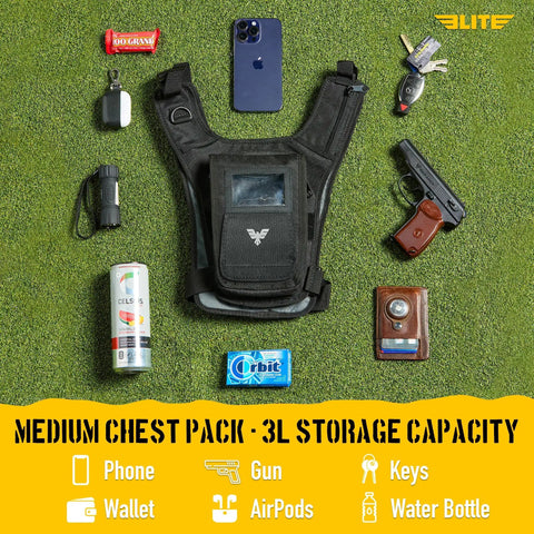 Road Ready Reflective Chest Harness With Secure Touchscreen Phone Sleeve And Lightweight Tactical Camera Pocket Smooth Hands Free Daily Carry For Weekend Warriors Urban Runners And Trail Explorers