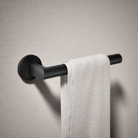 Components Towel Arm, Premium Metal Bath Accessory With Open Ended Design For Easy Towel Access, Matte Black