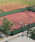 Five Foot By Fifty Foot Poolside Privacy Screen For Fences Heavy Duty Windscreen With Bindings And Grommets Delivers Ninety Percent Blockage While Letting Breezes Through A Breathable Mesh Includes Cable Zip Ties And Is Available In Custom Sizes installed around sports court