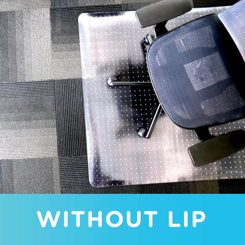 Clear Office Chair Mat For Low Pile Carpet With Lip 20 By 10 Lip 36 By 48 Inches Smooth Top Surface Cleated Backing Grips Carpet