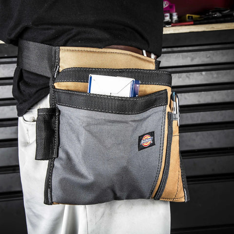 Heavy Duty 5 Pocket Tool Belt Pouch and Work Apron for Carpenters and Builders Durable Canvas Construction with webbing reinforced pockets