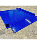 Heavy Duty Low Profile Drum Scale Built Tough With Smooth Hinged Ramps For No Sweat Barrel Rolling And Rock Solid Weighing Capability Up To 5000 Pounds With Spot On One Pound Accuracy NTEP Approved, blue diamond plate design.