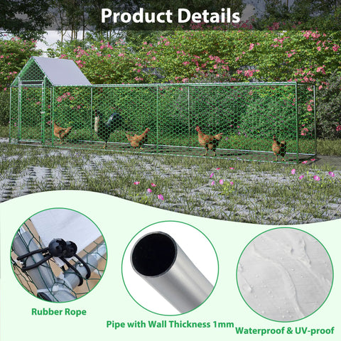 Heavy Duty Outdoor Walk In Chicken Coop Run With Waterproof Cover And Lockable Door Built To Last PVC Coated Wire Mesh