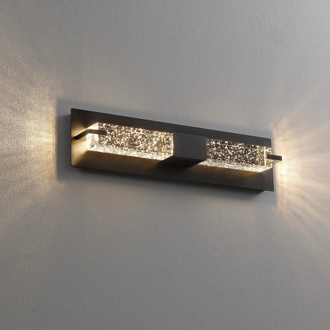 LED Wall Sconce Light 19 Inch Black Modern Dope Crystal Glass Wall Lamps Dimmable 3000K Warm White for indoor wall mount