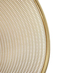 Close-up of gold mesh material on Ryder Gold Mesh Metal Trash Can 4.5 Gallon Office Wastebasket With Non Slip Feet Lightweight Durable Mesh