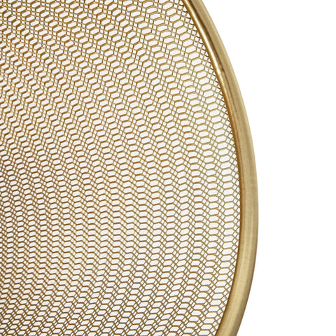 Close-up of gold mesh material on Ryder Gold Mesh Metal Trash Can 4.5 Gallon Office Wastebasket With Non Slip Feet Lightweight Durable Mesh