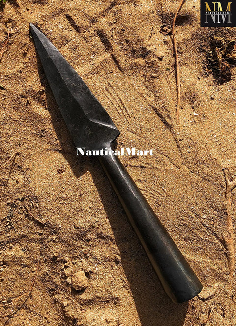 Hand Forged Viking Saga Iron Spear Point For Reenactment And LARP on sand