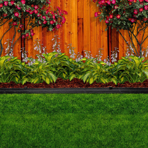 Heavy Duty Composite Landscape Edging With Anchoring Stakes, 4.5 Inch Straight Top Border, 40 Foot Kit in garden setting