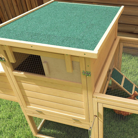 75 Inch Wooden Chicken Coop With Nesting Box And Removable Tray, Outdoor Hen House With Ramp Run For Garden Backyard, top view