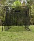 40 Foot Collapsible Batting Cage With Frame And Netting Freestanding Portable Backyard Baseball And Softball Batting Cage Complete Package For Easy Home Hit Sessions And Backyard Practice Setup set up on grass