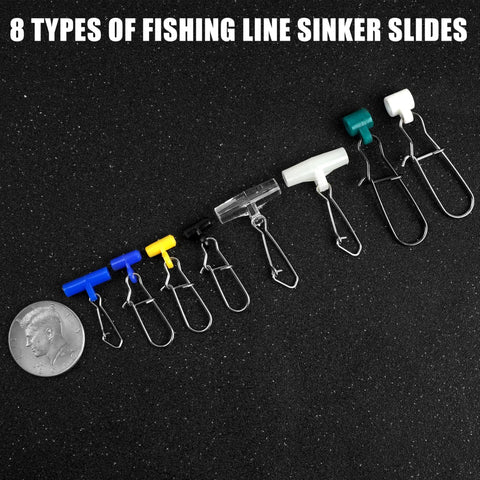 Heavy Duty Sinker Slides For Catfishing Rig Tackle 70 Piece Set With Stainless Steel Duo Lock Snap Swivels in eight sizes