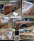KBS Coatings DiamondFinish watercolor clear coat; automotive 1 qt, shown on a rusted vintage pickup.