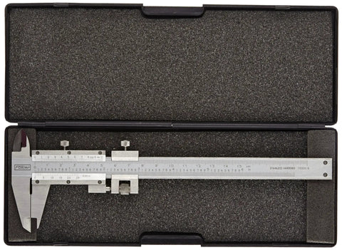 Vernier Caliper 0 To 6 Inch (0 To 150 Mm) Measuring Range Satin Chrome Stainless Steel in protective case