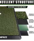 Cross-section view of Premium Synthetic Turf Golf Hitting Mat with heavy duty rubber base and 16mm true turf surface.