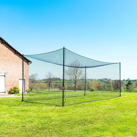 Ultimate Baseball Batting Cage System With Durable Frame And Flexible Lengths From 20 Ft To 70 Ft, outdoor setup in yard