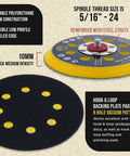 5 Inch Hook And Loop Dual Action DA Backing Plate Pad With 8 Hole Dustless Pattern and low profile edge