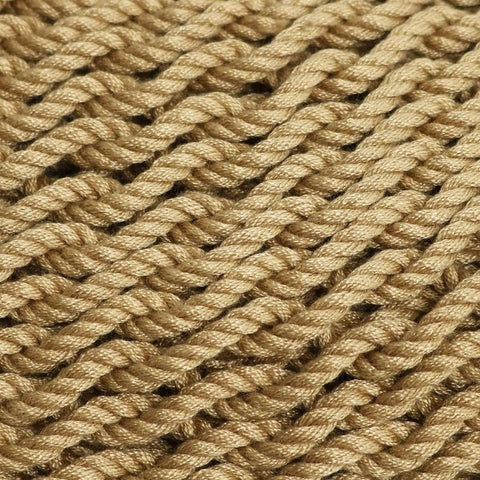 Close-up of the soft polyester rope texture of an Outdoor Hammock Chair Swing For Reading And Lounging On The Patio Or Indoors 300 lb Capacity Caribbean XL Tan.