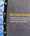 Beefy Heavy Duty Knitted Mesh Shade Tarp 12x24ft Black With Grommets Water Resistant UV Protected with 60% shade coverage