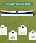 Putting Plane Rail 24 Inch Putting Stroke Trainer For Indoor And Outdoor Practice with features and dimensions on grass background.