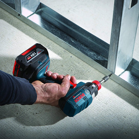 Worker using 10-Pack 3 And A Half Inch Phillips No. 1 Impact Tough Screwdriving Bits for High Torque Applications with a power drill.