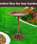 Antique Scroll Bird Bath With Weather Resistant Resin, Bronze Finish, 28 3/4'' height, garden setting, vintage decor