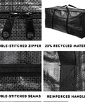 XXL 68.5 Gallon Heavy Duty Storage Bags Two Pack With Mega Strong Wrap Around Handles Zippered Reusable Moving Totes