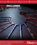 12-Piece SAE Ratcheting Wrench Set With 120-Tooth Gear, showcasing full range of SAE sizes on textured surface