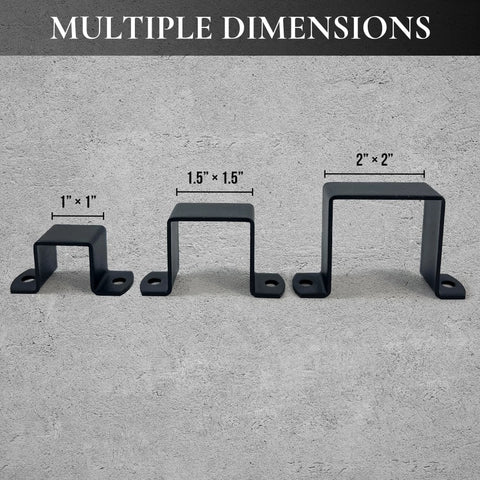Heavy Duty 2x2 Square Tube Bracket Clamp Set Pack Of 4 For Railing Fence Deck And DIY Projects Powder Coated Black Steel Pipe Bracket