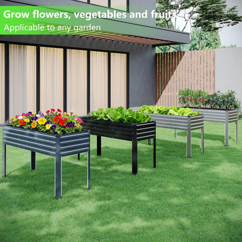 Heavy Duty Galvanized Raised Garden Bed With Legs For Outdoor Use 48 By 18 By 30 Inches Two Pack Metal Planter Box for Backyard Patio