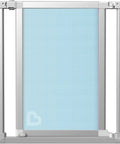 Vibe Mesh And Steel Baby Gate In Berry With Turnkey Mounts, Expandable To 40.5 Inches, includes extensions, front view