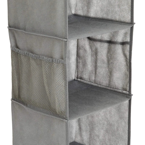 Kick Closet Chaos To The Curb With This Six Tier Hanging Shelf Organizer Packing Deep Pockets For Sweater Storage And Effortless Wardrobe Organization In Durable Soft Gray Fabric