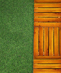 Tool Free Interlocking Artificial Turf Deck Tiles 12x12 Inches Set of 8 for Patio Balcony and Backyard alongside wooden deck tiles.