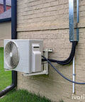 Heavy Duty Outdoor Mini Split Mount Bracket With Crossbar And L Shaped Brackets For Ductless Condensers And Heat Pumps 440 Lb Capacity Hardware Included Level Your Setup in use on an exterior brick wall.