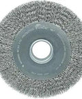 10 Inch Wide Face Beefy Crimped Wire Wheel With 0.014 Inch Steel Fill 2 Inch Arbor Hole Flexible Brushing For Light Duty Cleaning And Deburring
