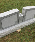 Custom Engraved Two Person Cemetery Memorial With Center Vase, Granite Headstone Double Monument, Companion Wing Upright Grave Marker For Loved Ones, Names And Dates Engraving With Proofs Included - Full view from above