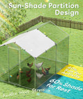 Beefy Metal Chicken Coop For 9 To 13 Hens Outdoor Run With Heavy Duty Frame, showcasing sun shade partition and chickens inside