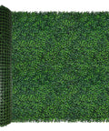 Faux Ivy Privacy Fence Panel 40 by 120 Inches 33.5 Sq Ft Coverage UV Resistant Boxwood Backdrop unrolled showing dense green leaves