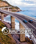 Front brake rotor product image: Centric Premium 120.44083 for Lexus, Amazon brand, scenic coastal bridge with two cars
