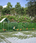 Heavy Duty Outdoor Walk In Chicken Coop Run With Waterproof Cover And Lockable Door Built To Last PVC Coated Wire Mesh Front View