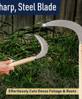 Japanese Weeding Sickle Knife With 29 Inch Long Handle and Sharp Curved Steel Blade for Brush Clearing in Garden