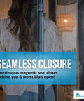 Person using Magnetic Screen Door For French And Sliding Doors, Heavy-Duty Hands-Free Fiberglass Mesh With Self-Closing Magnetic Seal